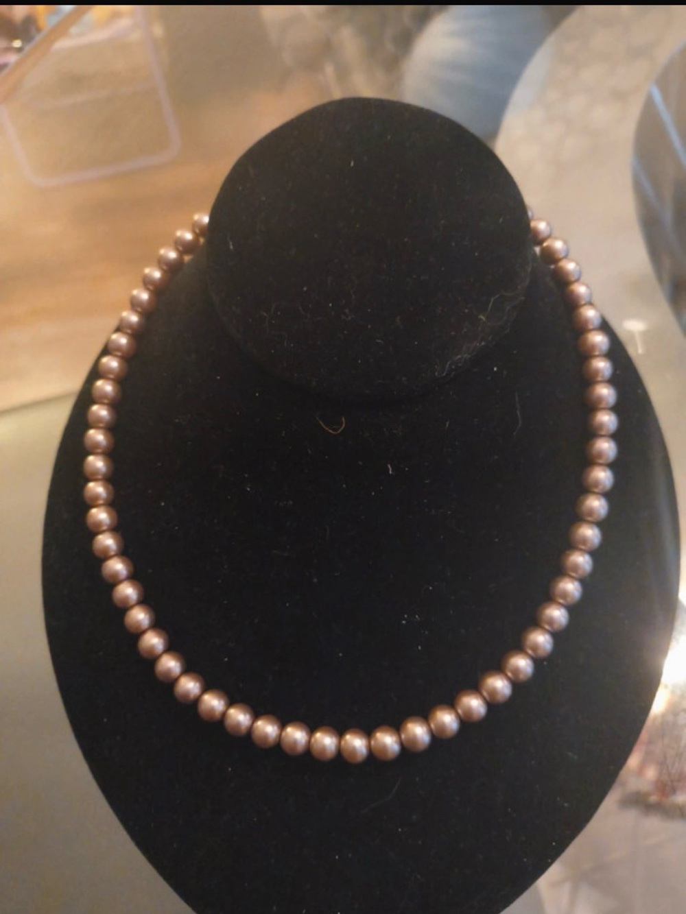 Hsndcrafted Sable Champagne Glass Pearl Beaded Necklace 16 Inch New